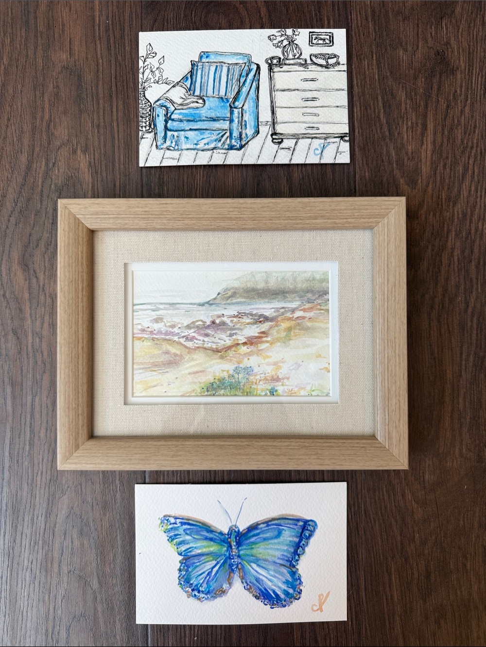 Original, one-of-a-kind Art - Blue Butterfly Watercolor